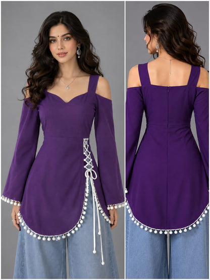 black corset front slit kurti
