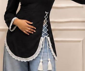 black corset front slit kurti
